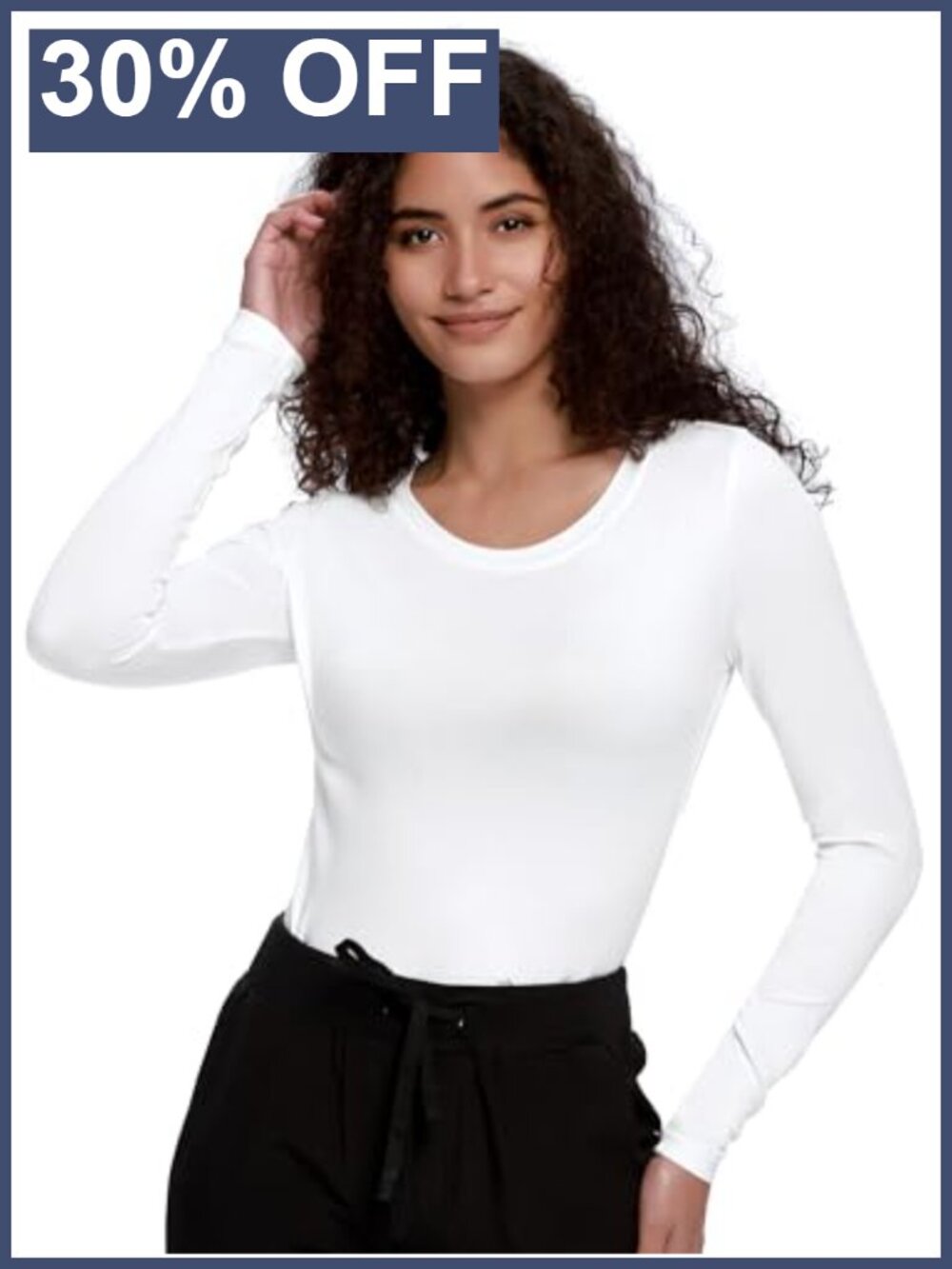 COZYFIT Underscrub Long Sleeve Crew Neck Slim Fit Tunic Top for Healthcare